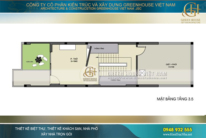 Khu vực sân thượng ngoài trời phù hợp với không gian giặt phơi đồ và phòng thờ yên tĩnh