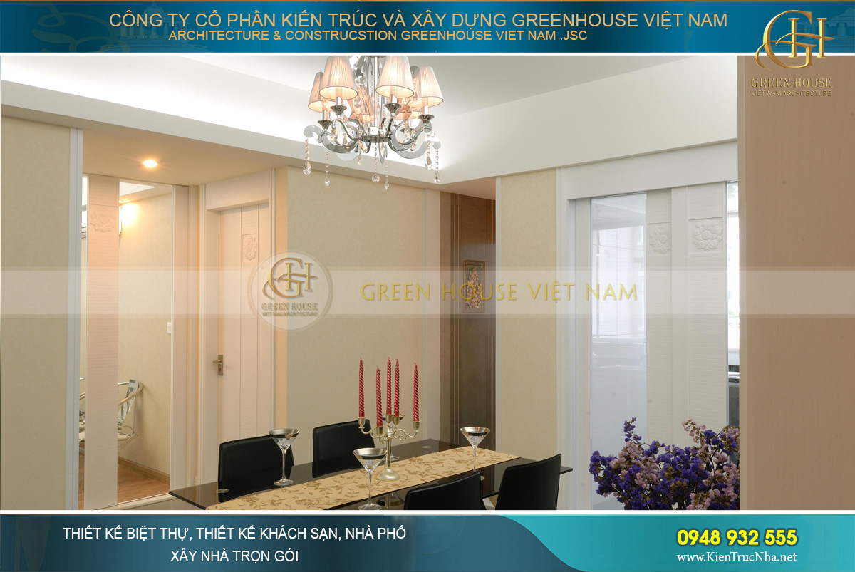 Mẫu phòng ăn đươn giản lịch sự của căn hộ Vinhomes Royal City