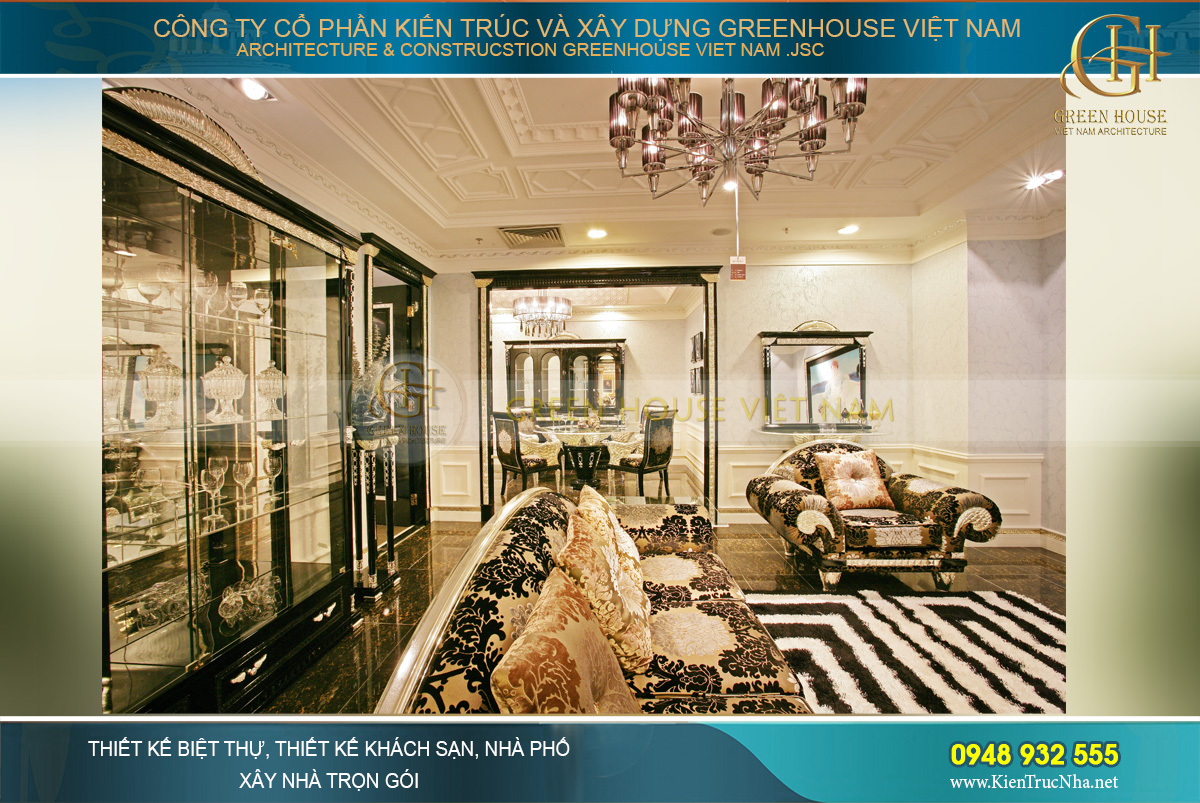 Mẫu phòng khách quyền quý đẳng cấp của biệt thự Vinhomes Riverside