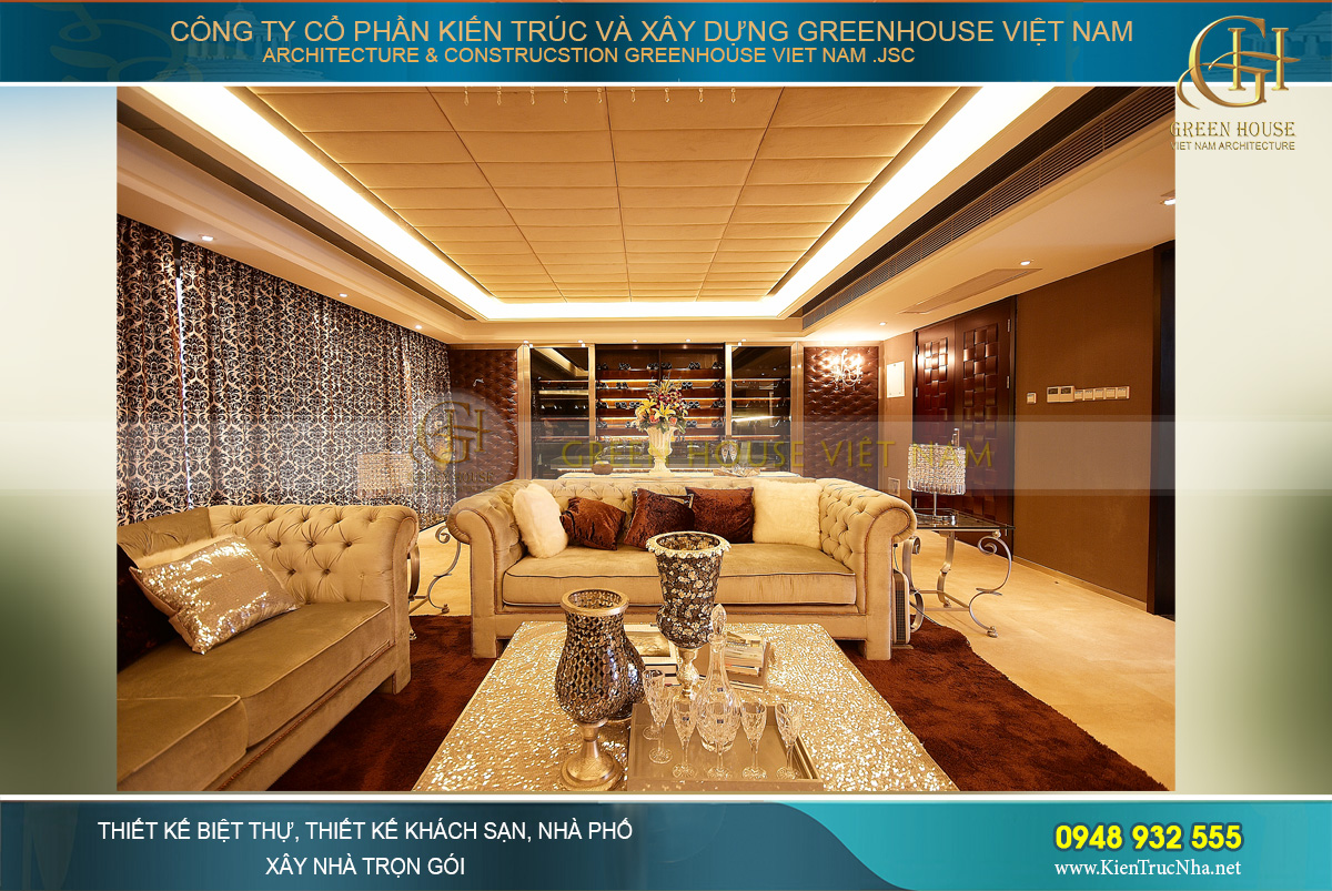 Mẫu phòng khách ấn tượng của biệt thự Vinhomes Riverside đẳng cấp