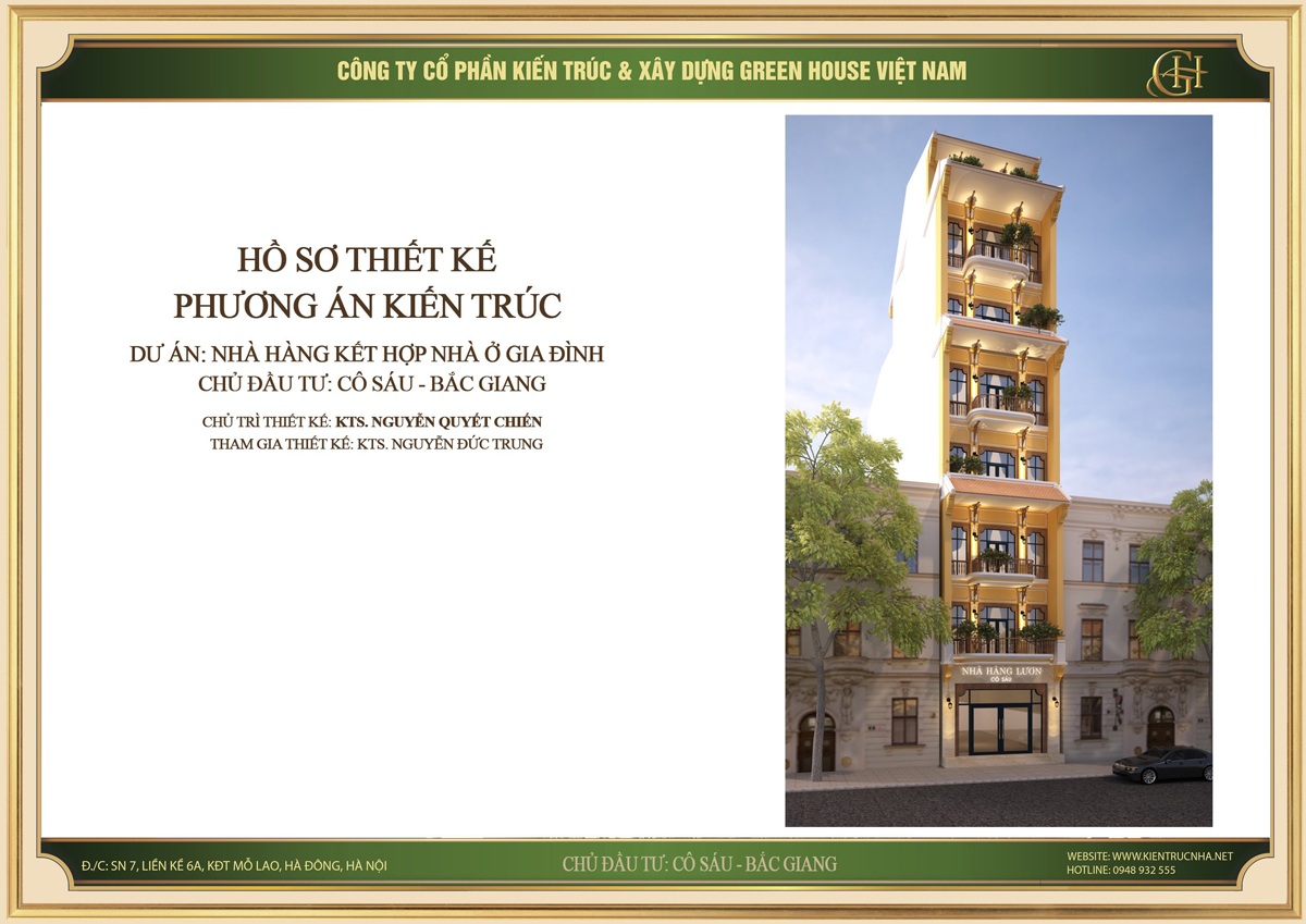 Thiết kế nhà hàng kết hợp nhà ở tân cổ điển sang trọng tại Bắc Giang