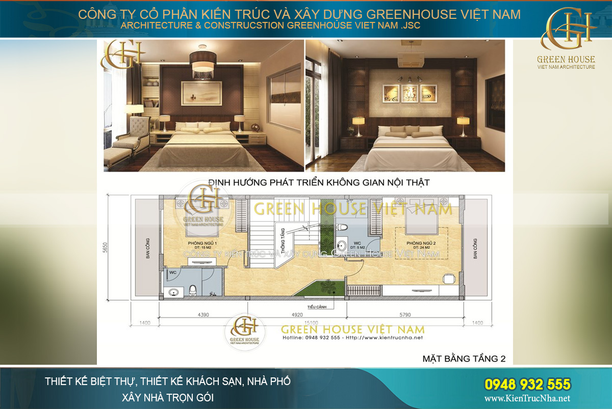 Bản vẽ mặt bằng phân chia không gian nội thất tầng 2 nhà phố 3 tầng tân cổ điển