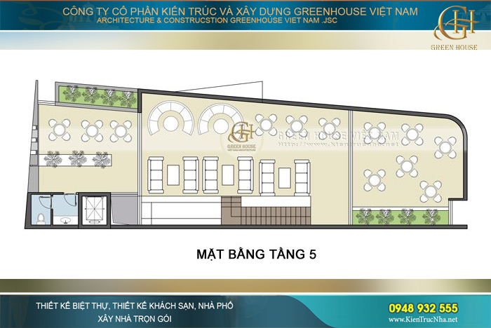 Thiết kế thông thoáng tại tầng 5 rất lý tưởng làm quán cafe