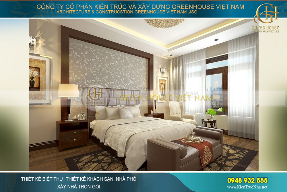 Diện tích phòng ngủ master được yêu cầu dành nhiều diện tích lớn để thể hiện sự sang trọng của cả căn phòng
