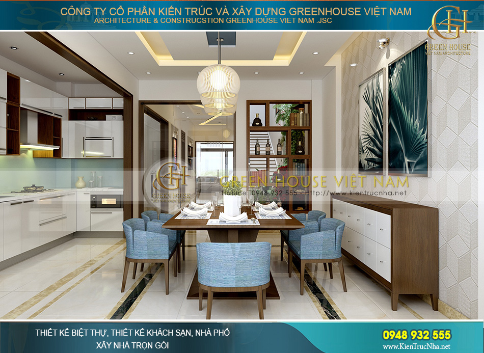 Thiết kế đơn giản nhưng tinh tế trong không gian nội thất phòng bếp của ngôi nhà ống