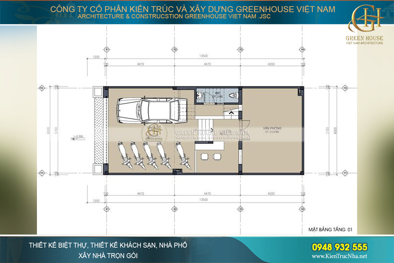 Tângd 1 là không gian diện tích dành riêng cho việc kinh doanh của gia đình