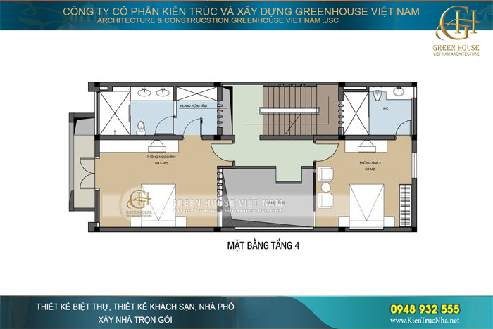 Lối thông tầng tại từng tầng lầu được thiết kế rộng rãi, thuận tiện cho việc di chuyển của các thành viên