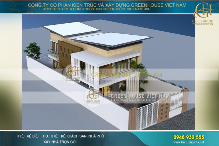 Toàn cảnh chi tiết của công trình nhà phố 2 tầng có diện tích mặt tiền 7m
