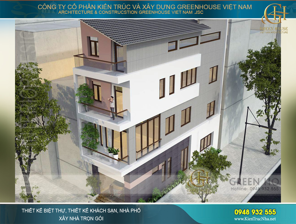 Tầng 2 đến tầng 4 là thiết kế ban công lớn, mang đến một không gian thư giãn