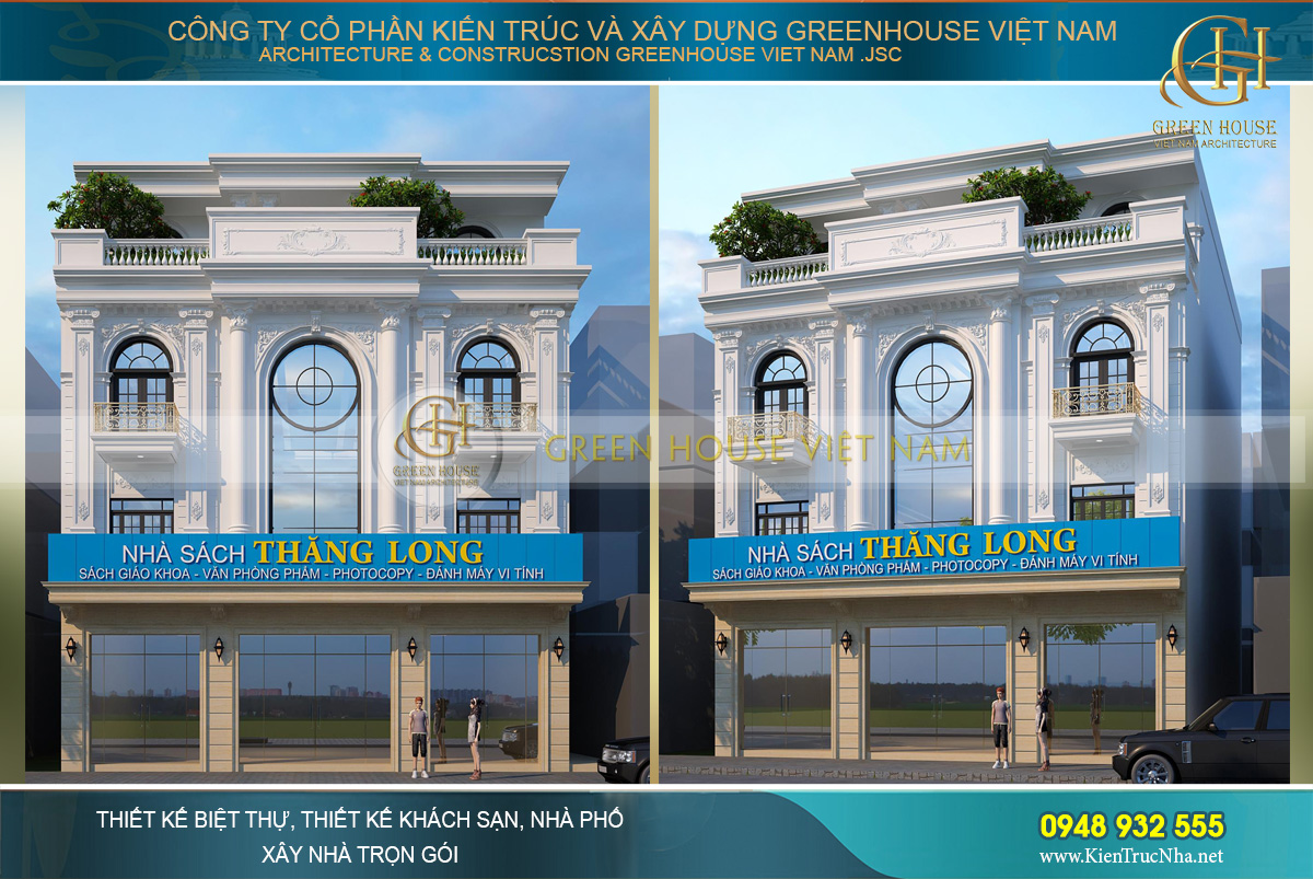 Phối cảnh ngoại thất nhà phố kinh doanh theo phương án 2
