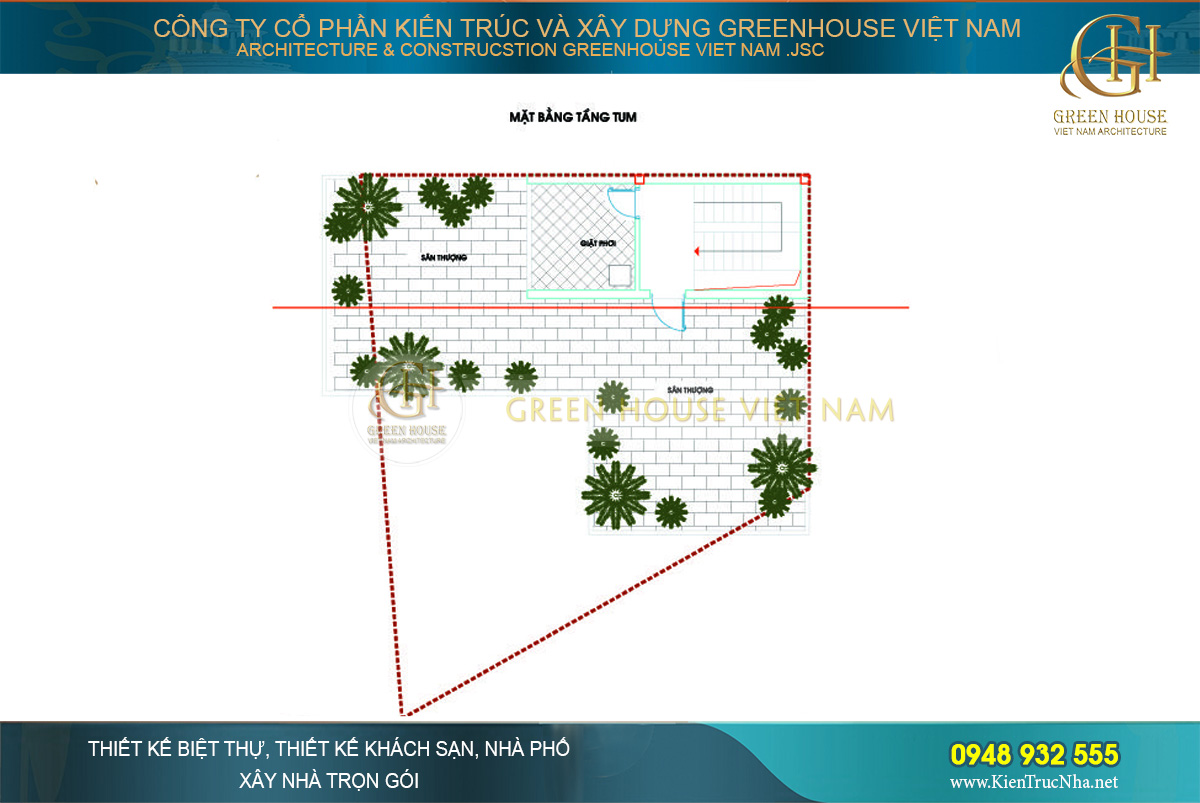 Tầng Tum bao gồm sân giặt phơi và sân thượng để cả nhà có thể ngồi uống trà hóng mát mỗi buổi chiều về sau một ngày làm việc và học tập đầy căng thẳng