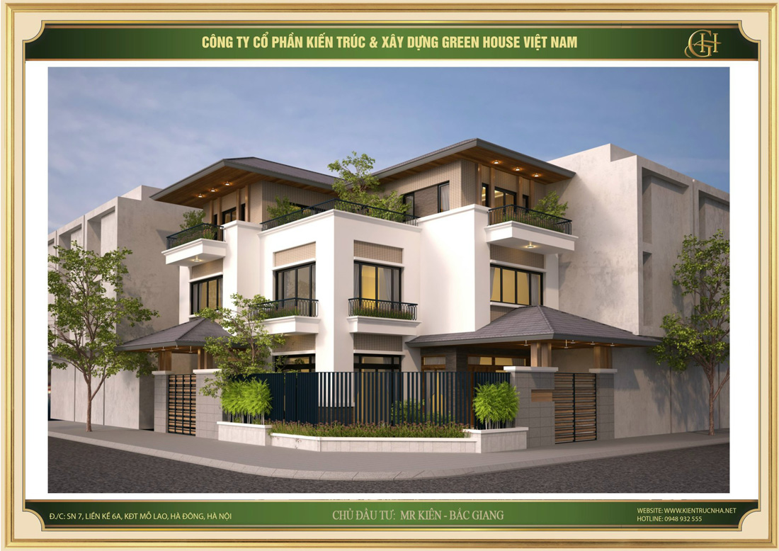 Thiết kế biệt thự hiện đại 3 tầng với những đường nét đơn giản, không có các chi tiết thừa