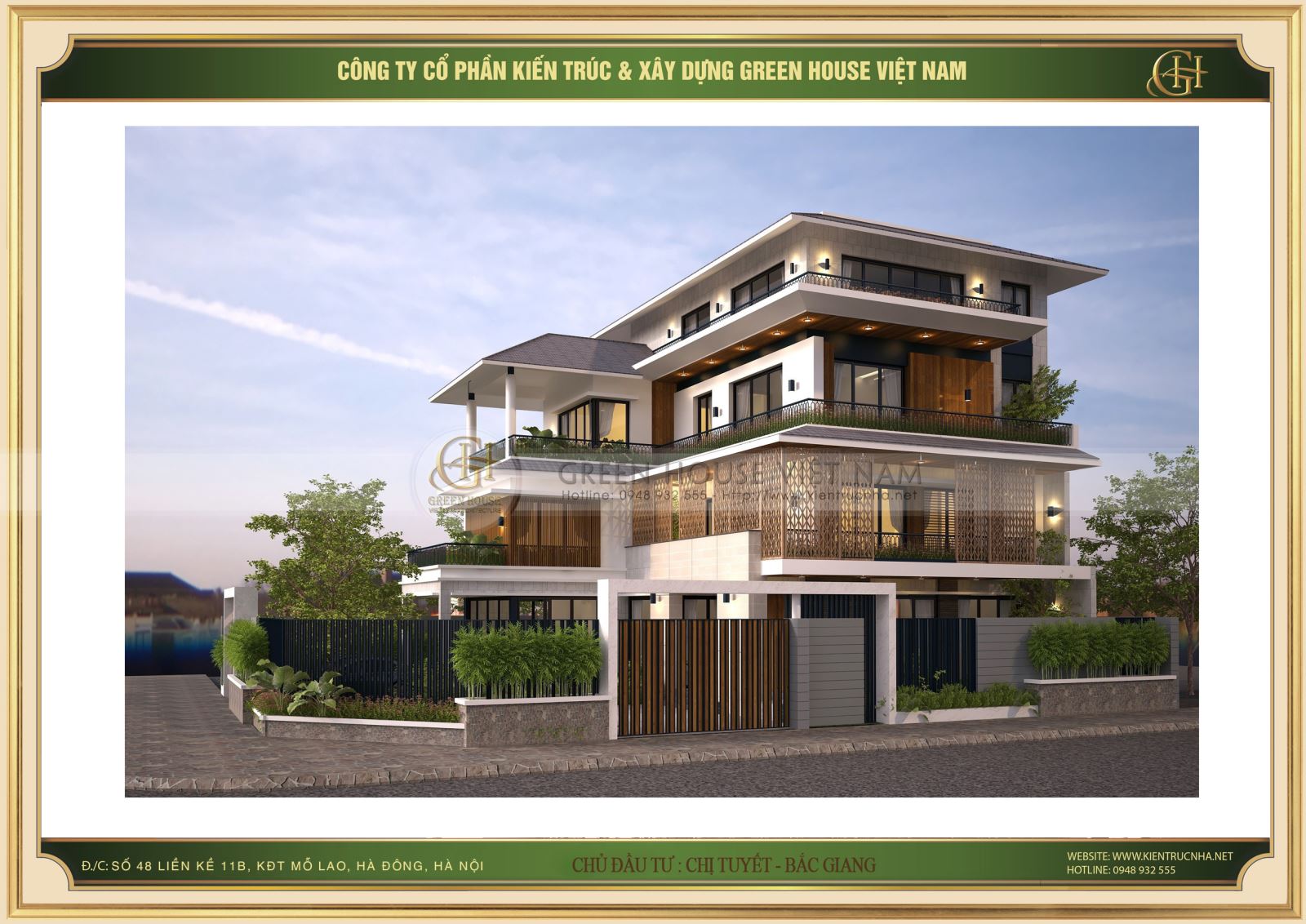 Mẫu thiết kế không gian biệt thự hiện đại 4 tầng sang trọng
