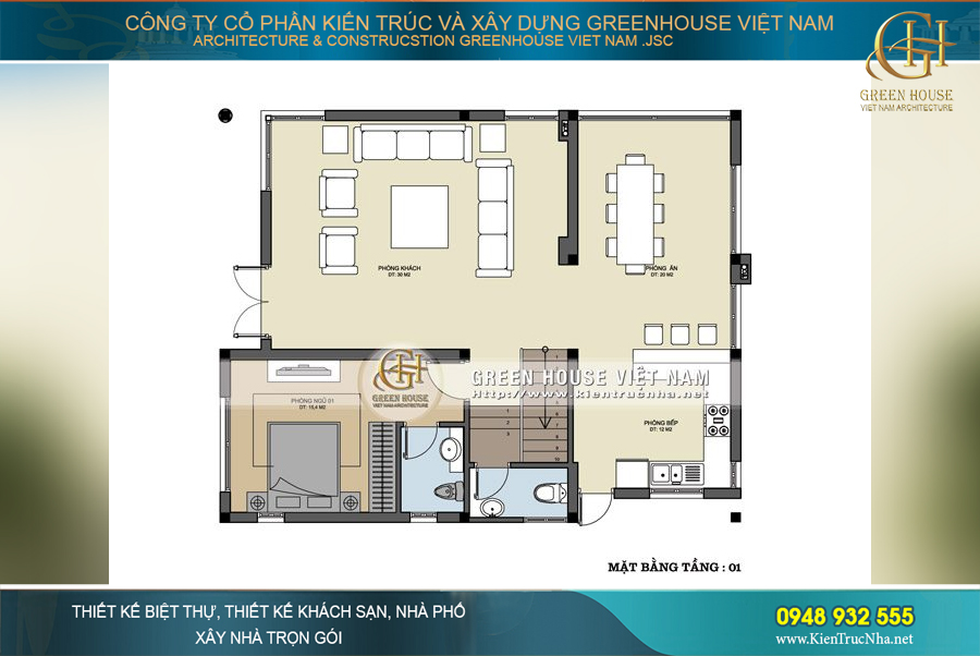Nhà vệ sinh được thiết kế thành hai phòng riêng biệt, một phía ngoài khu vực sảnh chính, một phía trong phòng ngủ đảm bảo sự riêng tư cho gia đình