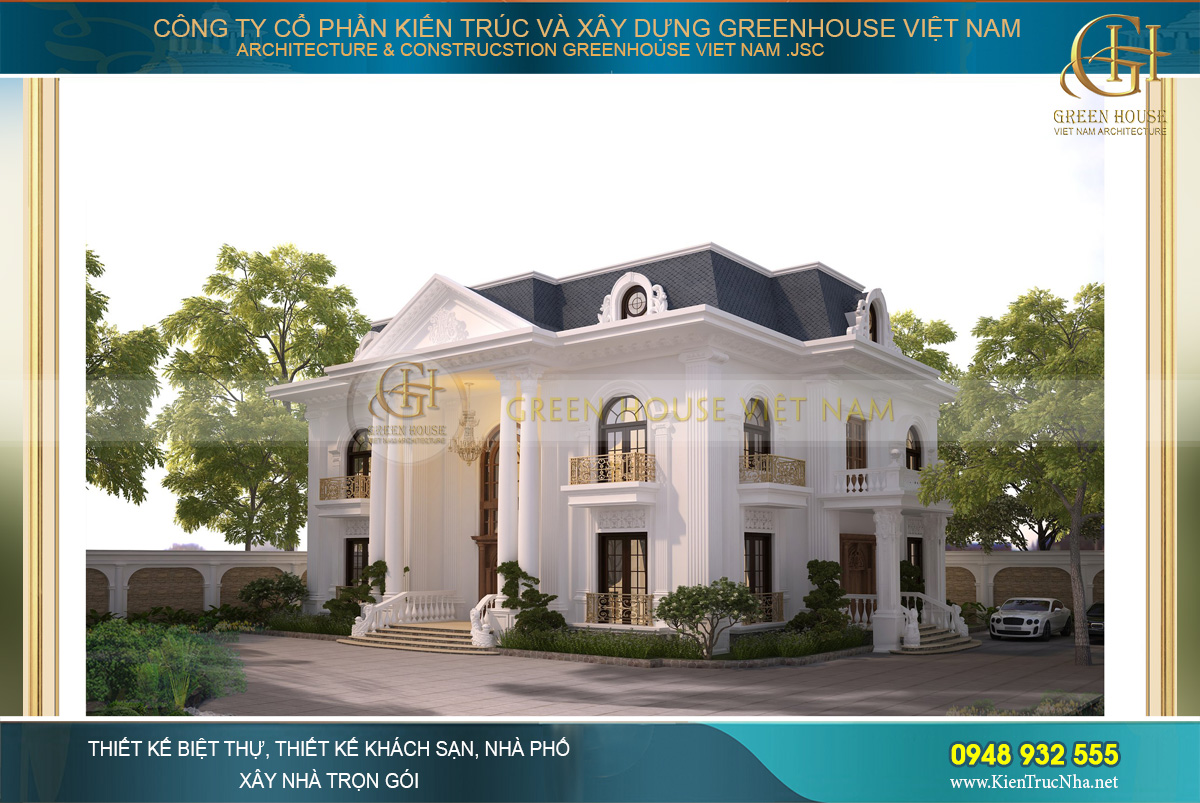 Phương án thiết kế hệ mái Mansard cầu kì, chi tiết