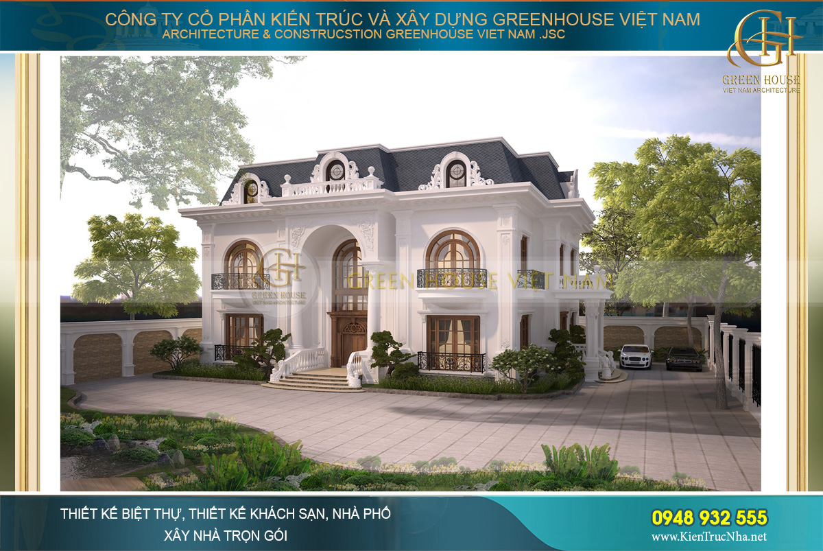 Một phương án thiết kế khác của biệt thự tân cổ điển 2 tầng 1 tum