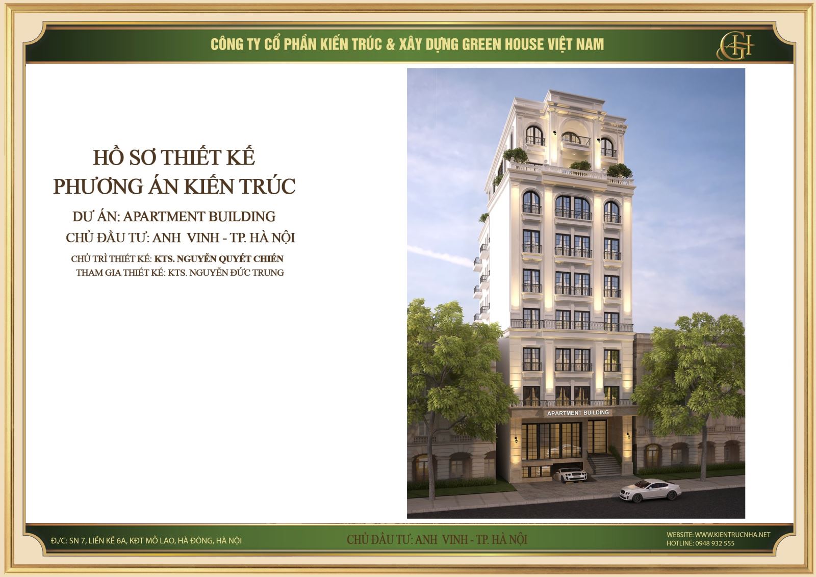 Thiết kế căn hộ cho thuê – apartment building 9 tầng tại Hà Nội