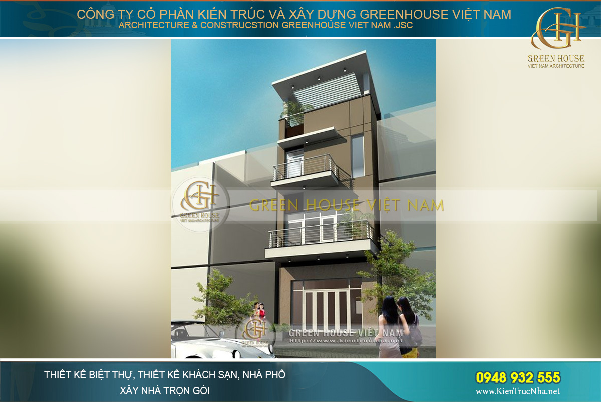 Tổng quan kiến trúc ngôi nhà lô 3 tầng 1 tum với phong cách thiết kế hiện đại, cấu trúc xây dựng vững chãi