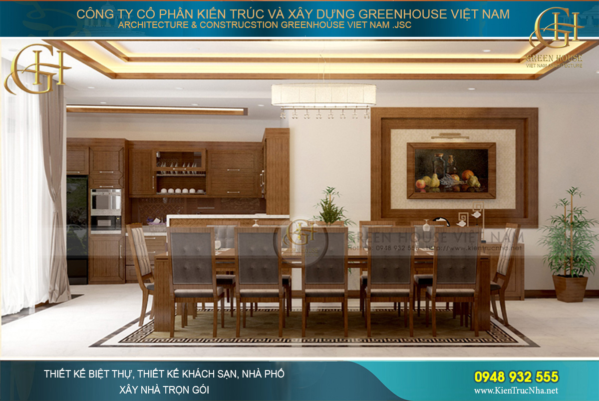 Khu vực phòng ăn nối liền phòng bếp tiện lợi