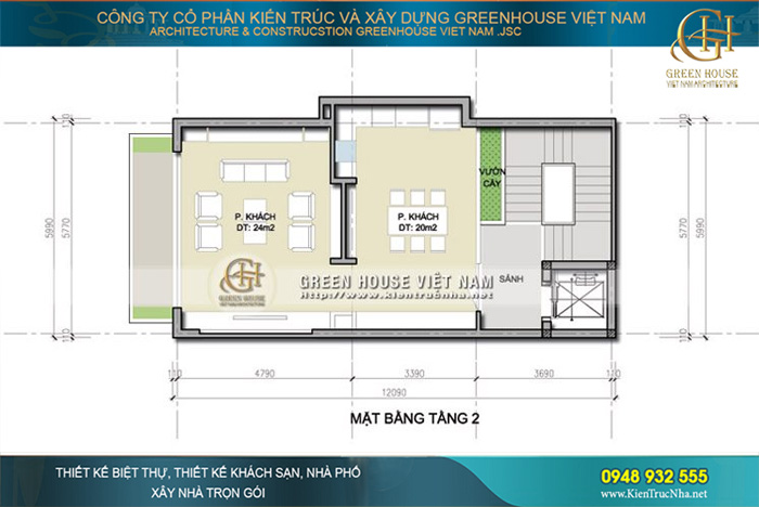 Ngôi nhà với phòng khách và phòng ăn lớn, cầu thang được dồn về phía cuối không gian nhà, cầu thang máy cũng được lắp đặt cho việc đi lại được thuận tiện.