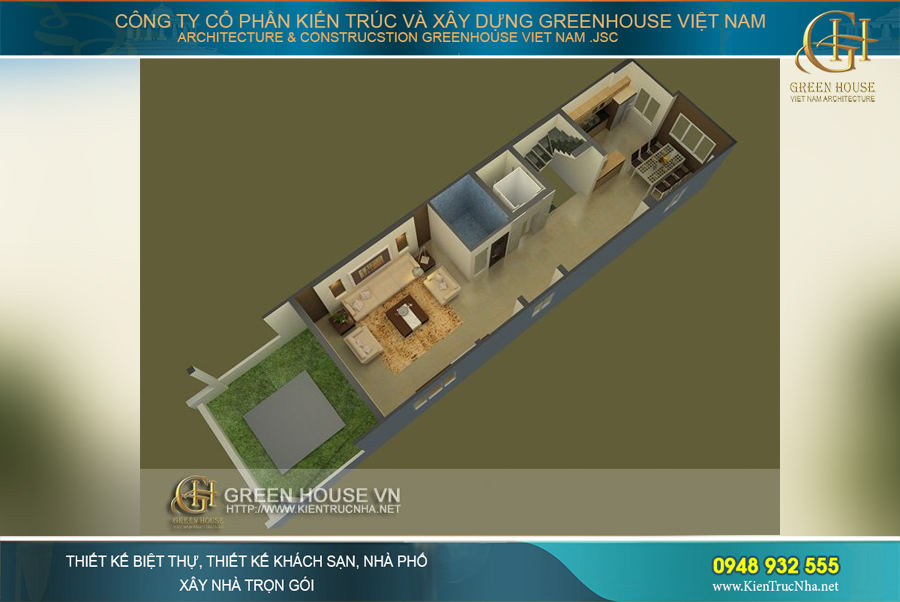 Mặt bằng sinh hoạt tiện nghi của ngôi nhà ống hiện đại 5 tầng