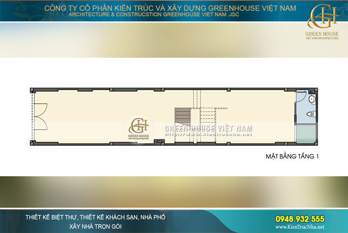 Tầng 1: Sử dụng làm không gian kinh doanh