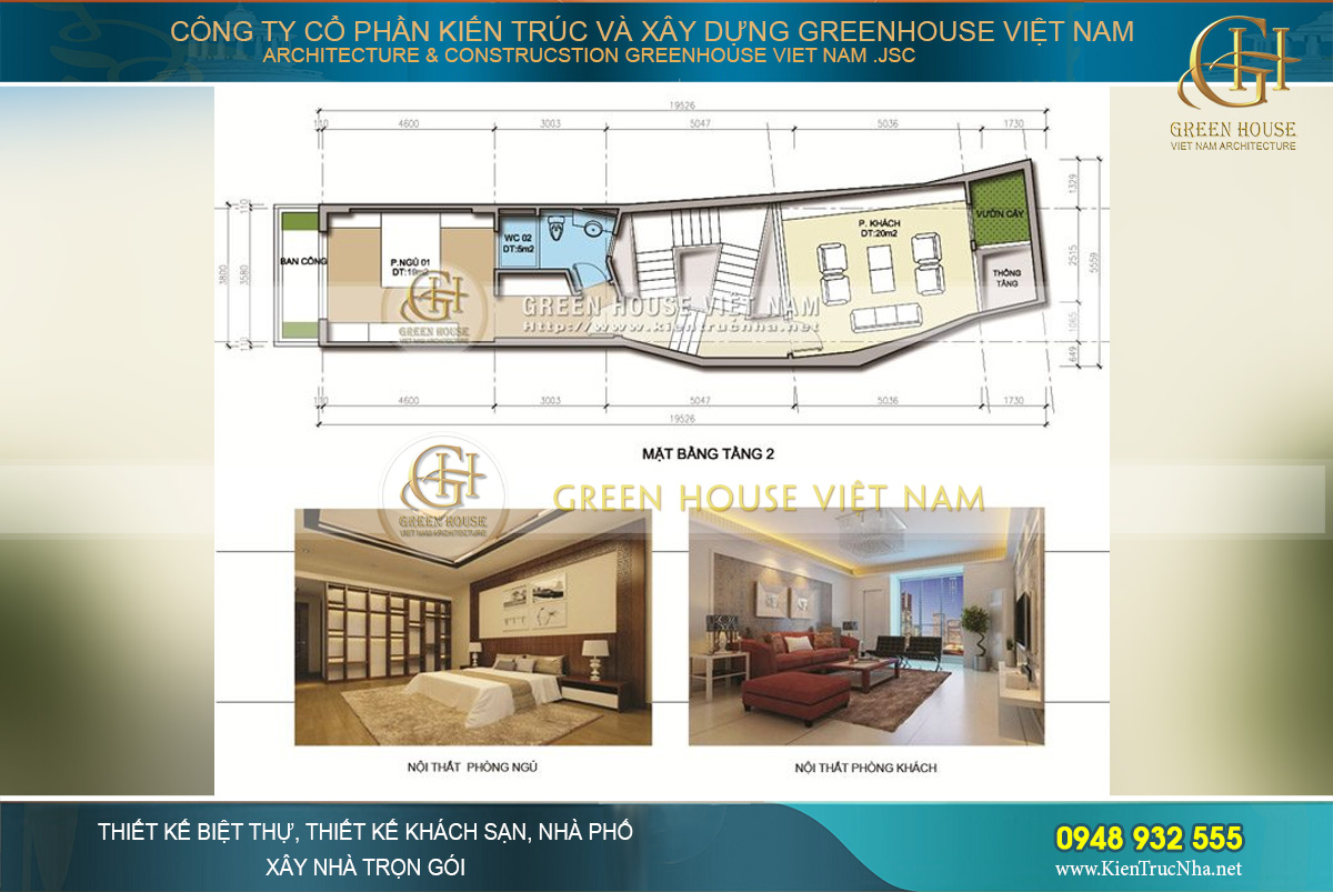 Thiết kế nội thất sang trọng tại phòng khách và phòng ngủ chính