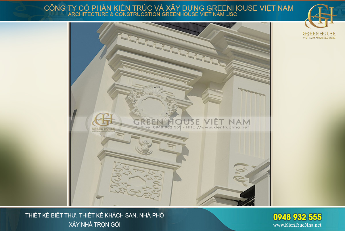Các đường nét kiến trúc vuông vắn, mềm mại được tính theo tỉ lệ kĩ thuật xây dựng