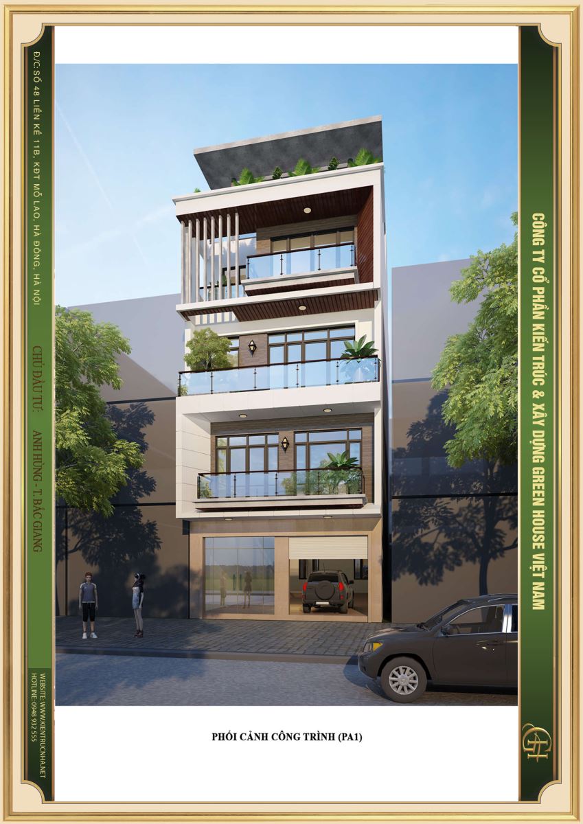 Thiết kế nhà phố hiện đại 4 tầng khỏe khoắn hình khối độc đáo đầy bắt mắt