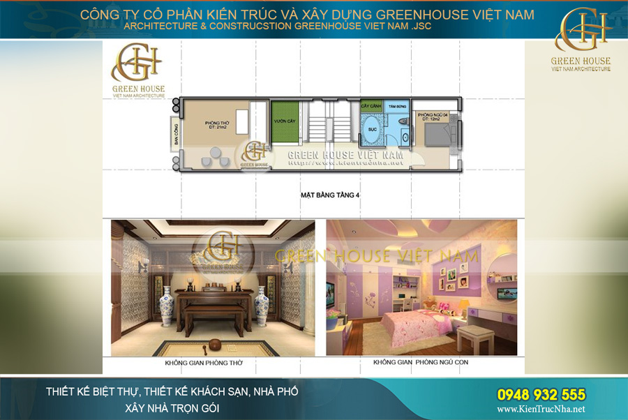 Không gian phòng thờ được xây dựng tiêng theo các yếu tố phong thủy, đảm bảo mang lại sự may mắn cho gia đình chủ đầu tư