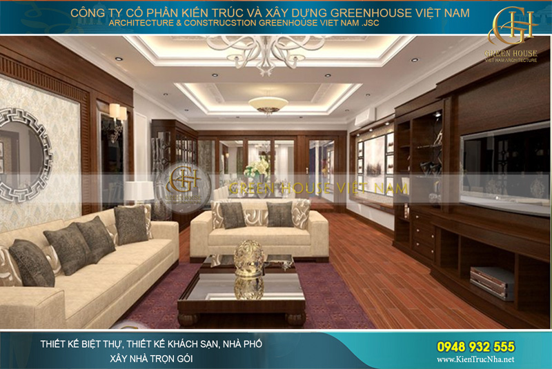 Không gian nội thất phòng khách sang trọng với cách bài trí nội thất thông minh