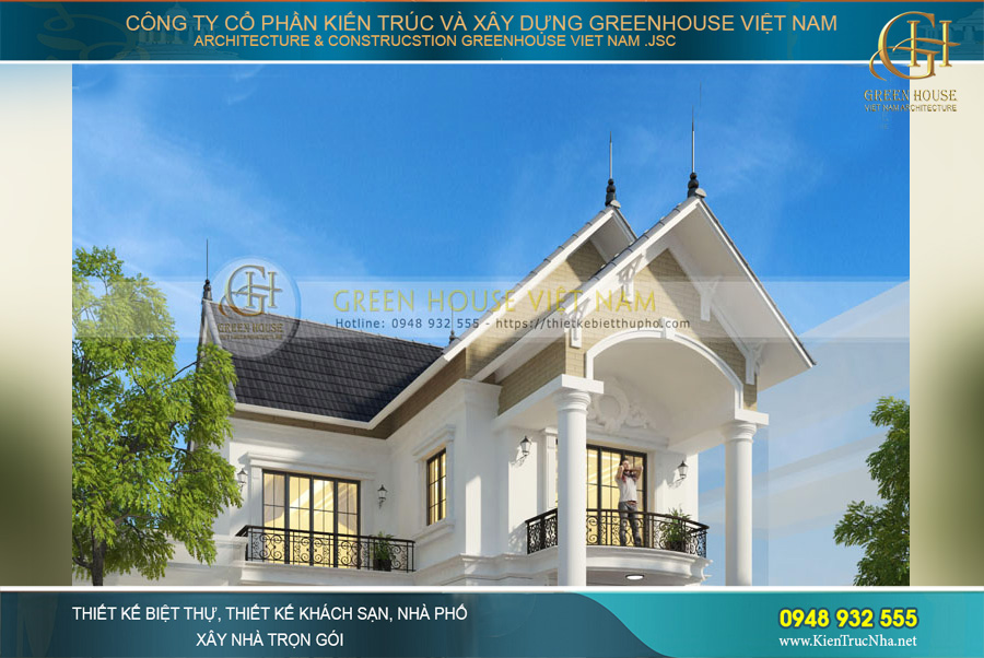 Hệ mái Thái mang đến vẻ đẹp thanh thoát, lịch lãm cho công trình nhà phố 2 tầng