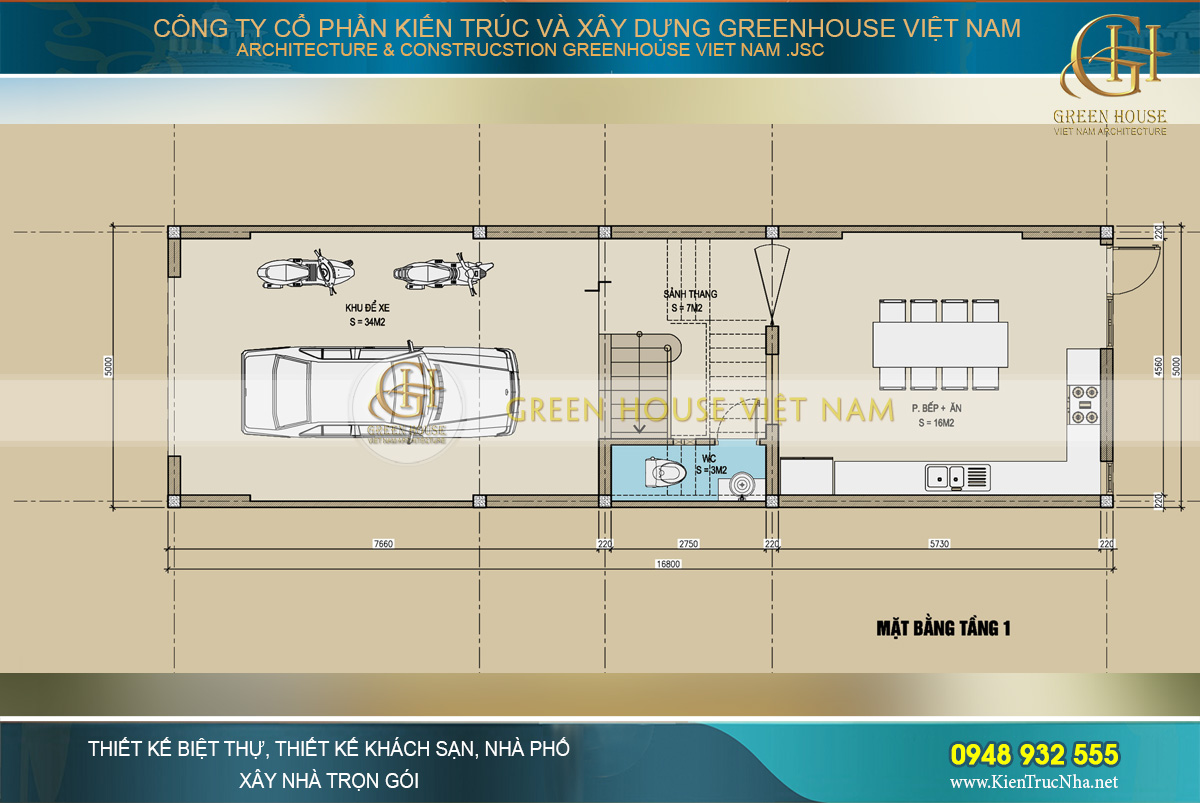 Thiết kế công năng sử dụng của tầng 1 nhà phố tân cổ điển tại Bắc Giang