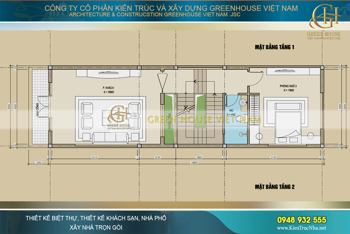 Thiết kế công năng sử dụng của tầng 2 nhà phố tân cổ điển tại Bắc Giang