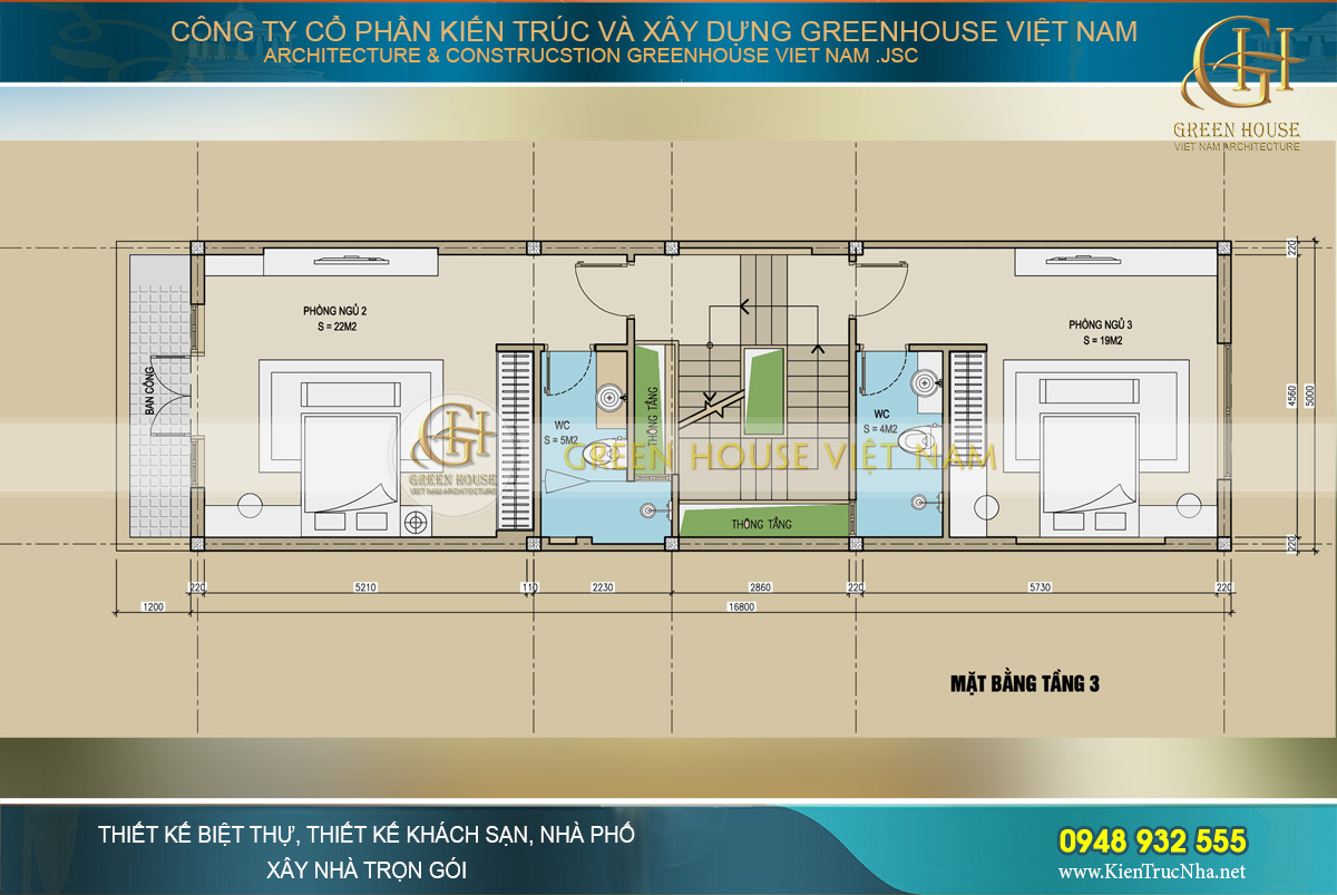 Thiết kế công năng sử dụng của tầng 3 nhà phố tân cổ điển tại Bắc Giang
