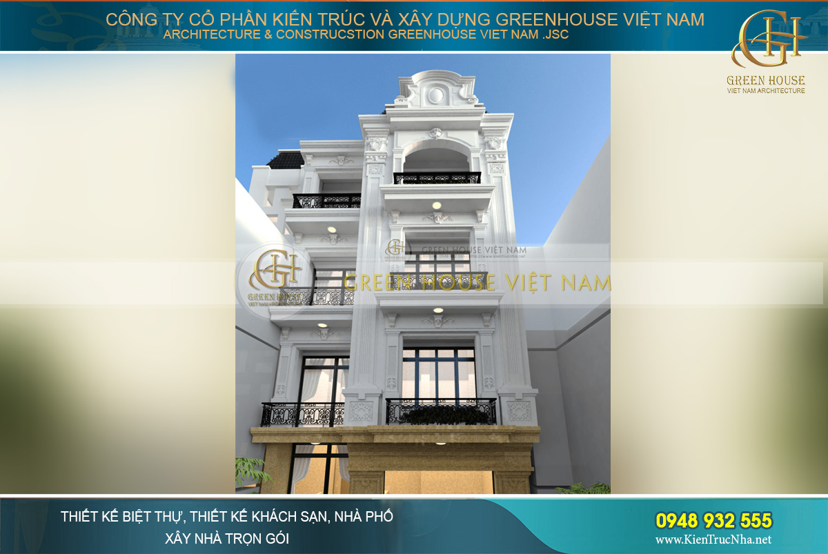 Công năng sử dụng của công trình nhà phố 5 tầng tân cổ điển được tối ưu hóa với tiện nghi hiện đại