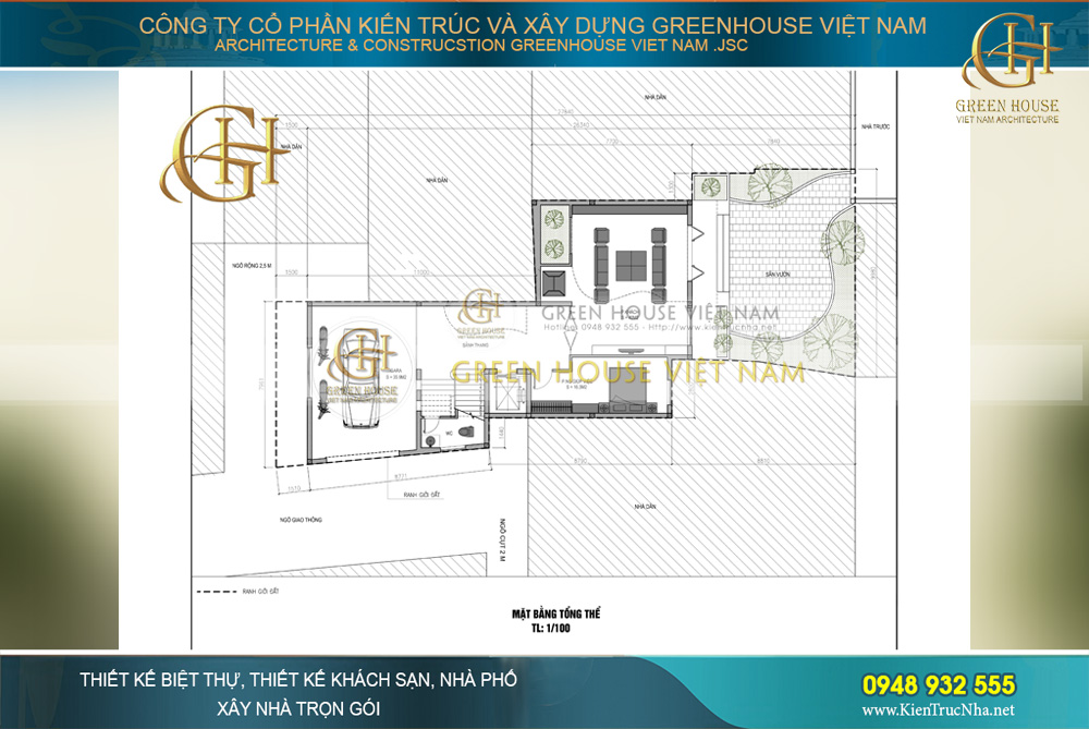 Kết cấu mặt bằng của mẫu thiết kế nhà phố 5 tầng tân cổ điển xây dựng trên khu đất méo