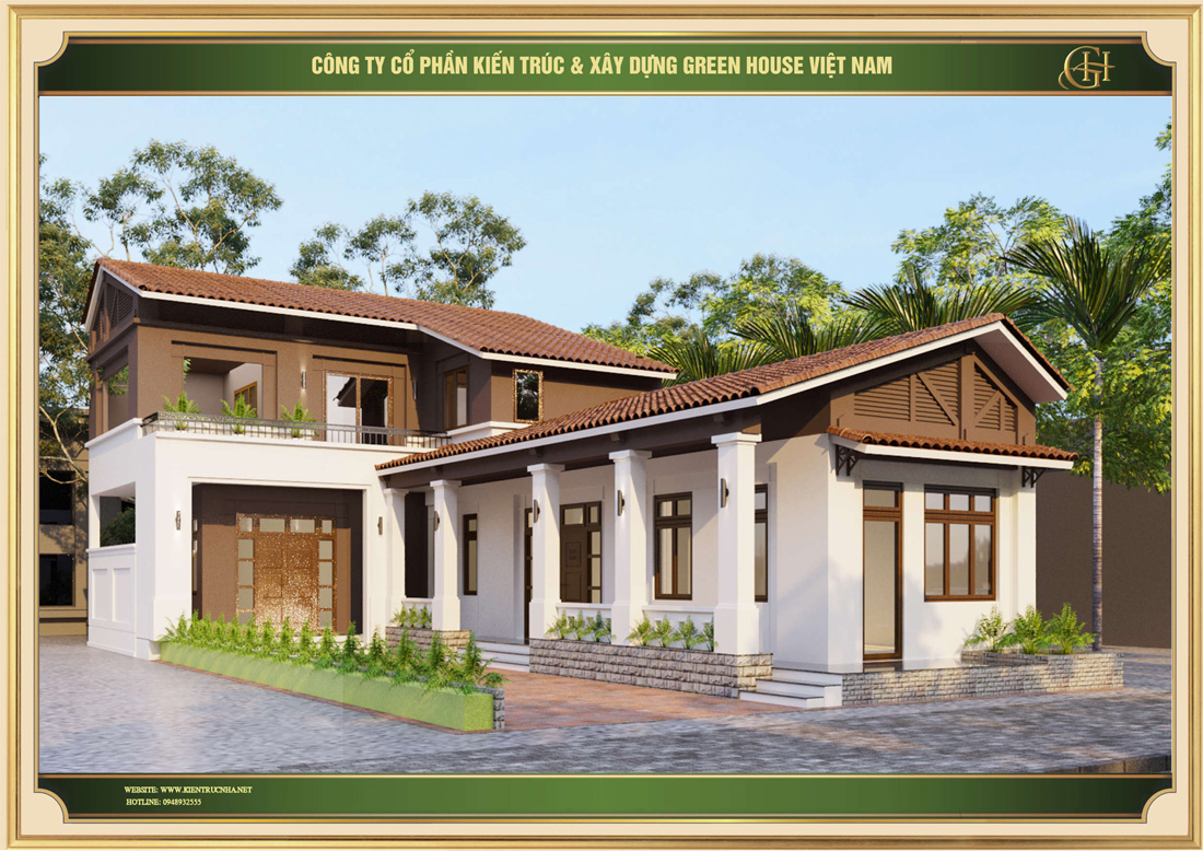 Thiết kế nhà phố tân cổ điển 2 tầng sang trọng và thân thiện