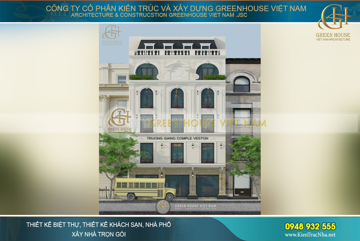 Tòa nhà Trường Giang Comple Veston là nơi kinh doanh thời trang cao cấp, đồng thời cũng làm nơi ở, sinh hoạt cho cả gia đình