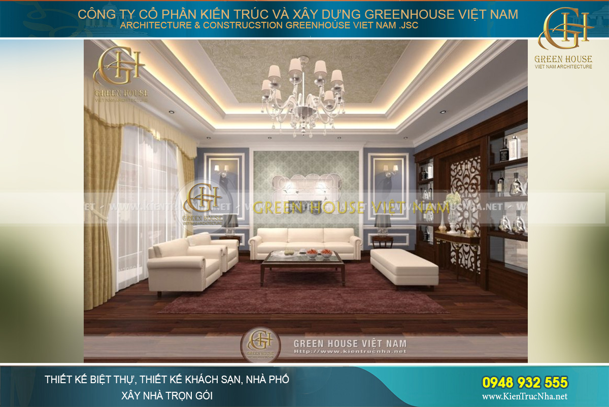 Thiết kế phòng sinh hoạt chung với diện tích rộng rãi, là một không gian phù hợp cho cả gia đình quây quần