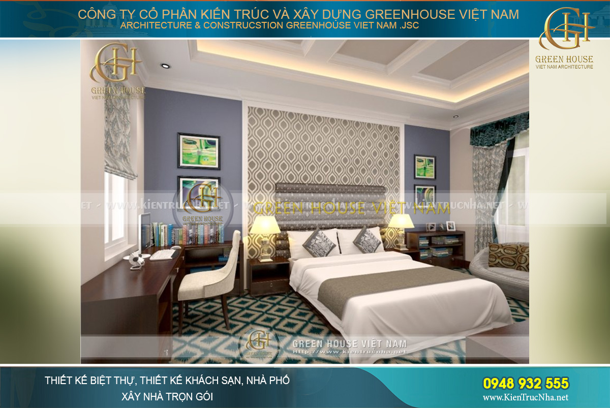 Phòng ngủ và nơi học tập của cậu con trai lớn lại được thiết kế với không gian độc đáo theo cá tính riêng, khác biệt với căn phòng dành cho cô con gái