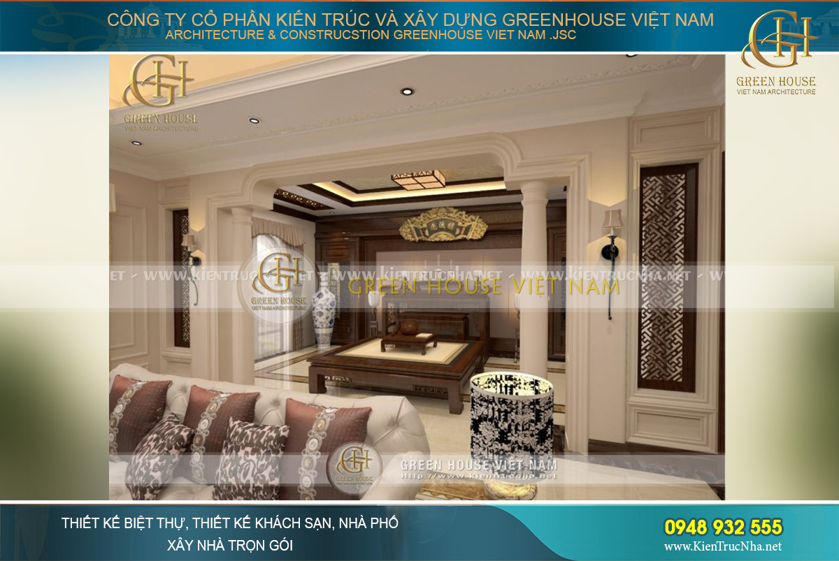 Thiết kế mở, tạo không giang phòng thờ thoáng đãng, rộng rãi