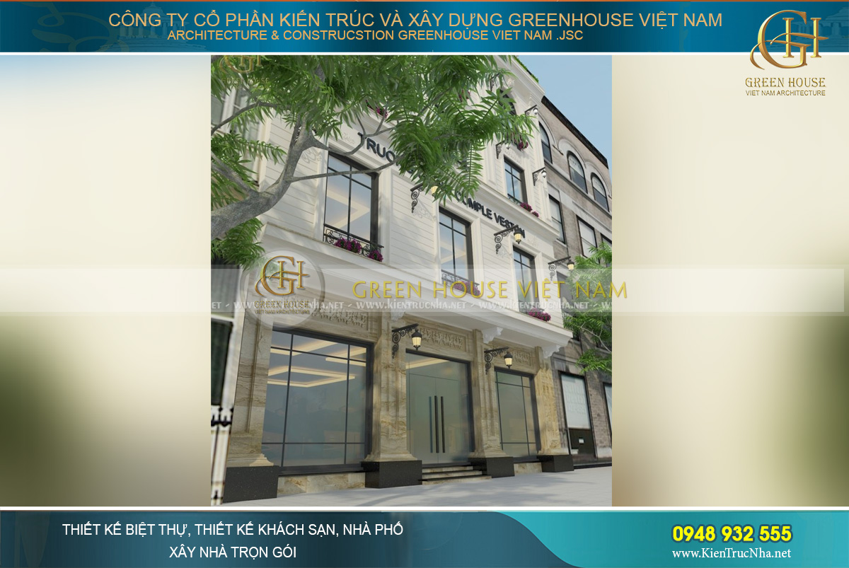 Tầng 1 được ốp đá cao cấp, thiết kế trần cao với lớp kính cường lực chắc chắn mang lại vẻ đẹp sang trọng ngày từ cái nhìn đầu tiên