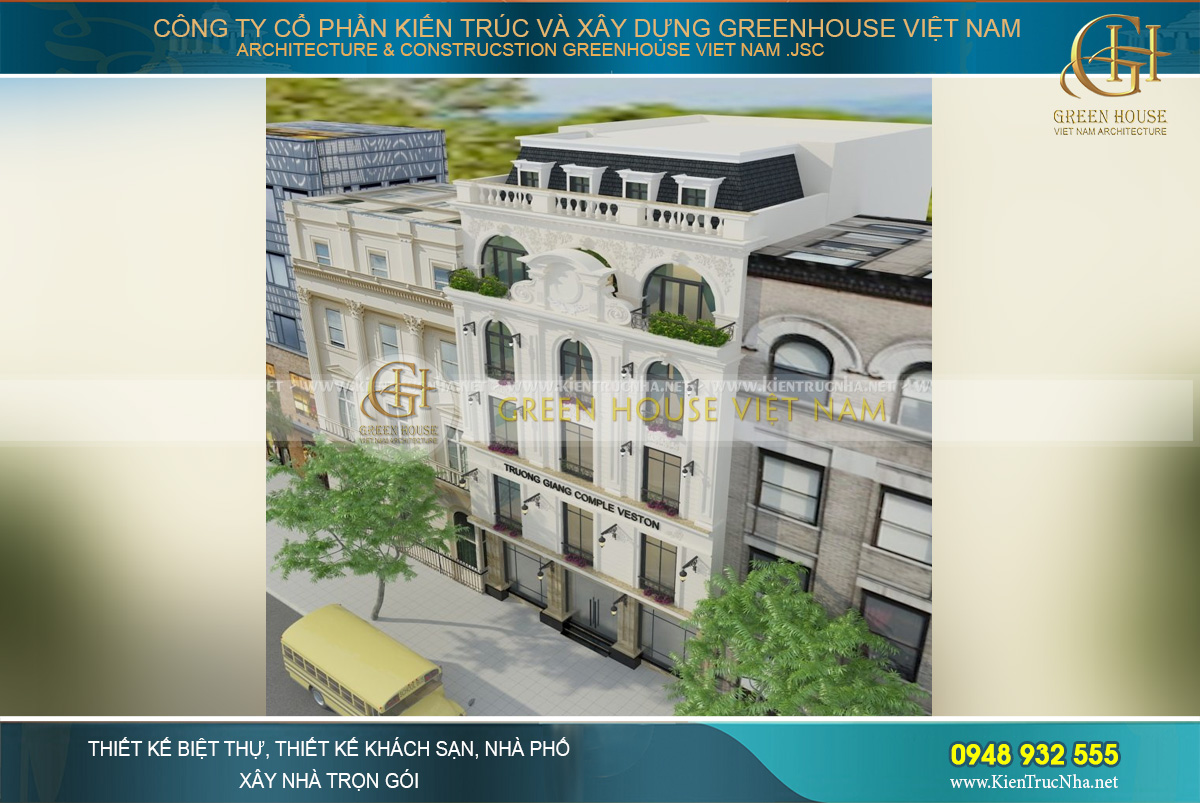 Nhìn từ trên cao, ngôi nhà phố giống như một ngôi biệt thự đầy nổi bật, cuốn hút và đẳng cấp vươn xa so với các công trình nhà phổ thông xung quanh