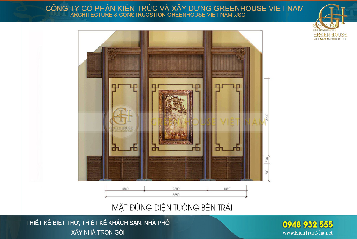 Đối xứng là thiết kế mặt tường bên trái