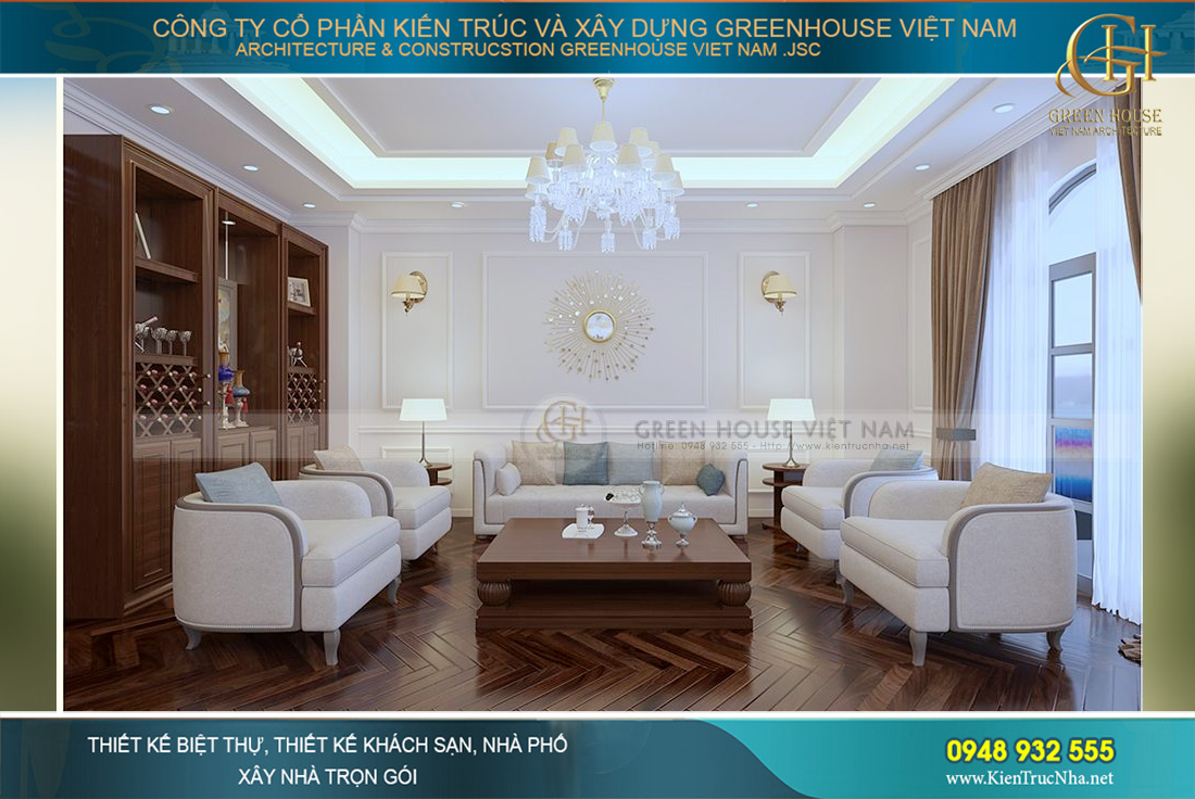 thiết kế nội thất biệt thự tân cổ điển tại Bắc Giang