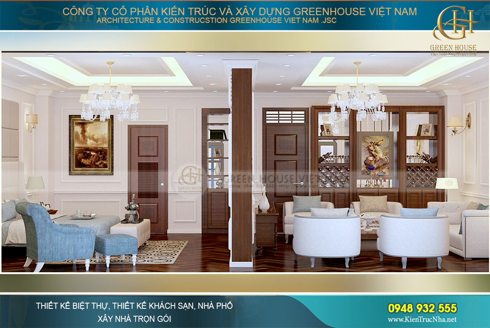 thiết kế nội thất biệt thự tân cổ điển tại Bắc Giang