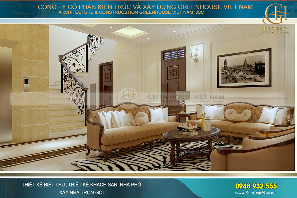 thiết kế nội thất biệt thự tân cổ điển tại Bắc Giang