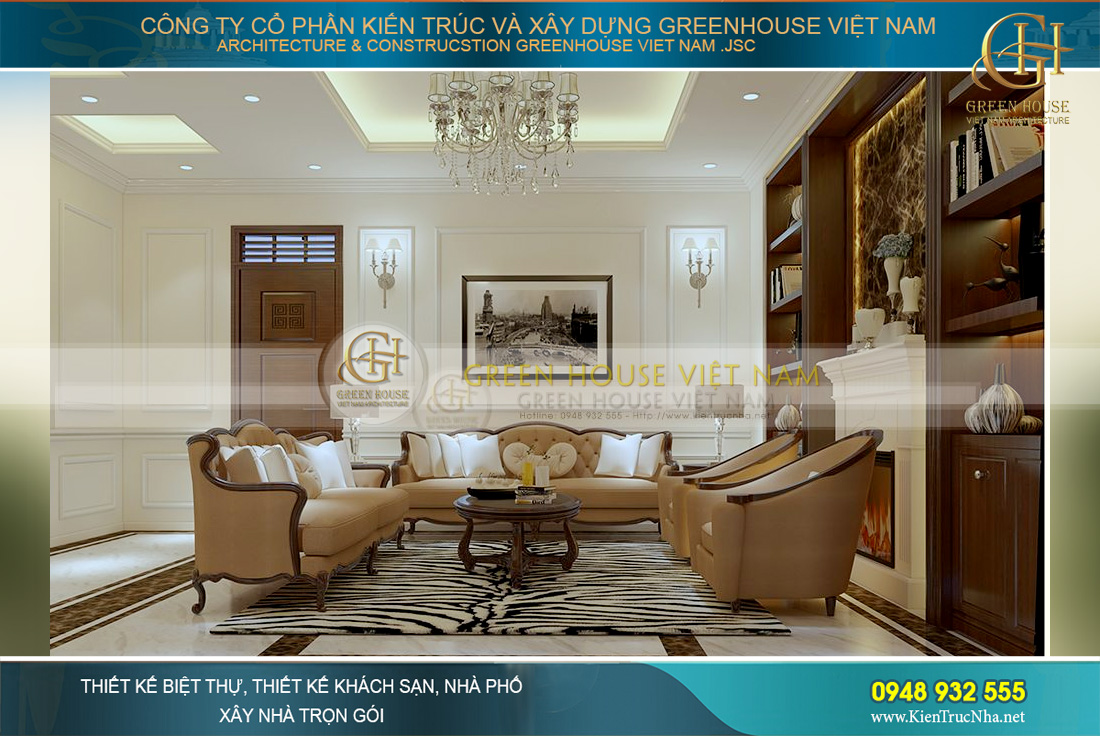 thiết kế nội thất biệt thự tân cổ điển tại Bắc Giang