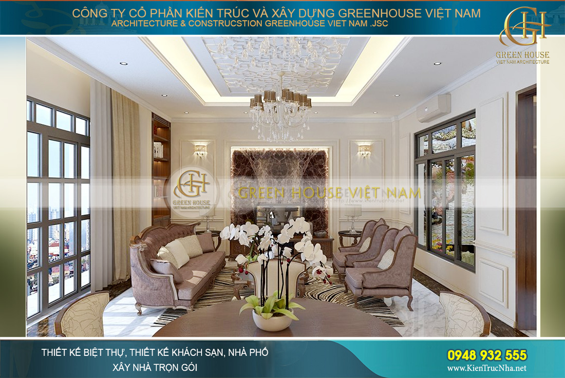 thiết kế nội thất biệt thự tân cổ điển tại Bắc Giang